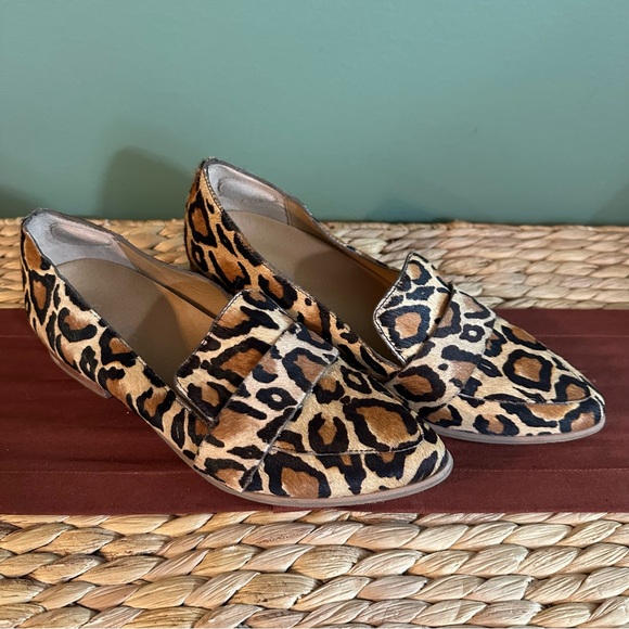 DR. SCHOLL’S FAXON REAL FUR DYED COW-HAIR LEOPARD LOAFER - Picture 1 of 5